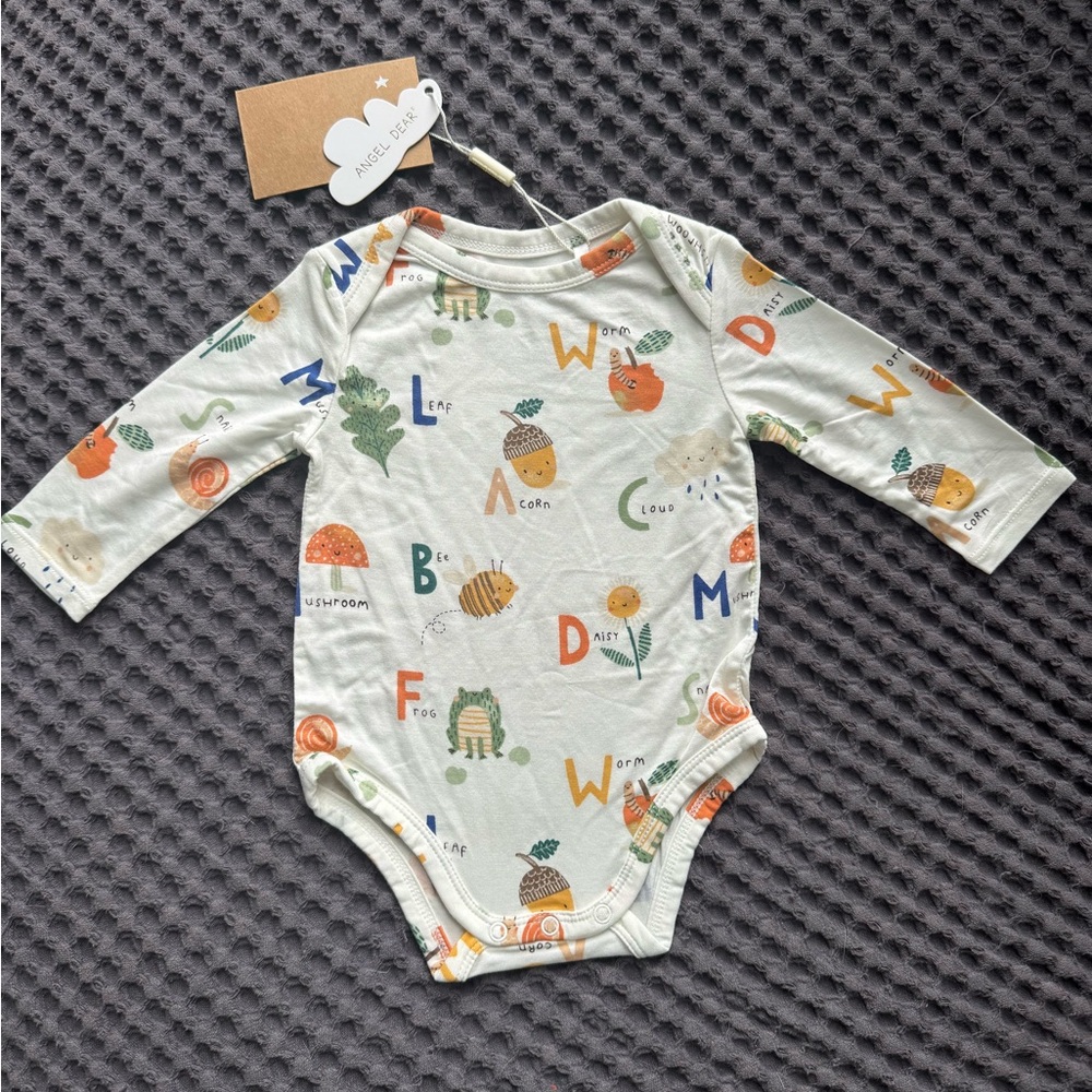 Angel Dear Alphabet Print Bodysuit Onesie 0-3M